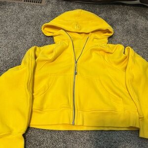 Yellow Lululemon full zip crop hoodie